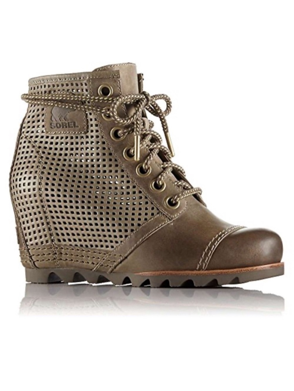 SOREL 1964 Premium Perforated Wedge Ankle Boot in Verdant